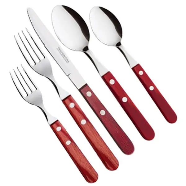 Tramontina Polywood Cutlery Set with Wooden Handles, 30 Pieces