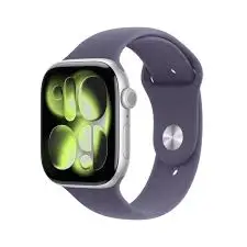 Apple Watch Series 11 - GPS + Cellular Ρολόι - 46mm - Ασημί Αλουμινένια Θήκη - Purple Fog Αθλητικό Λουράκι S/M