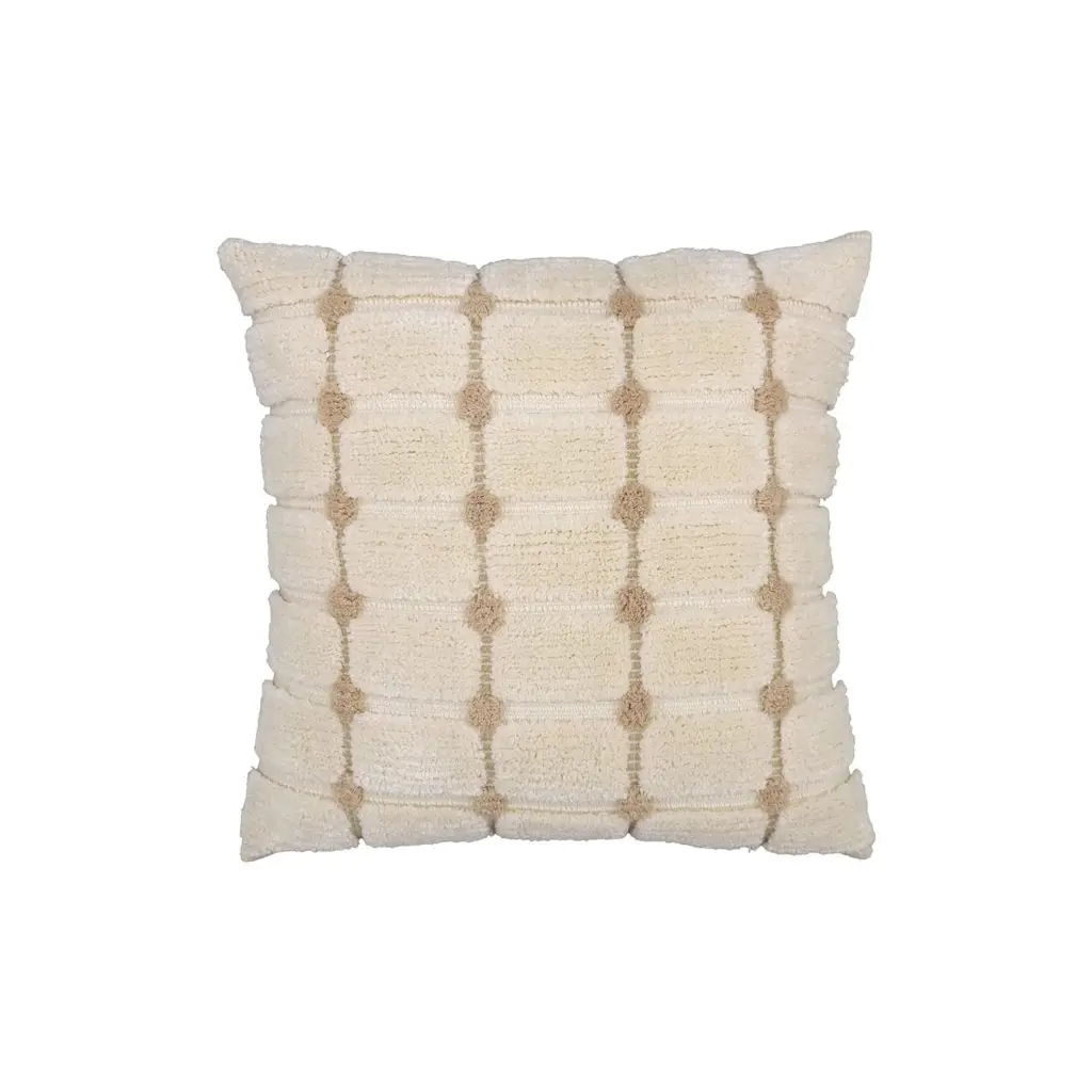 Tufera Κάλυμμα Μαξιλαριού - Καρό Τουφωτό - 45x45 cm - Cream