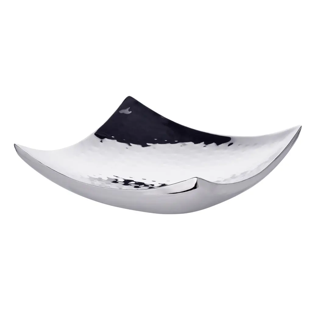 EDZARD Dallas διακοσμητικό μπολ - Ανοξείδωτο ατσάλι hammered high gloss polished, 19 x 19 cm