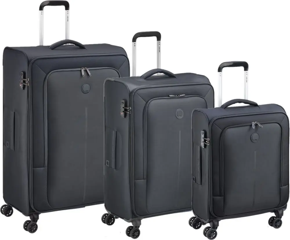 Delsey Zipped 3-Piece Suitcase Set Caracas Black 55 + 68 + 78 cm