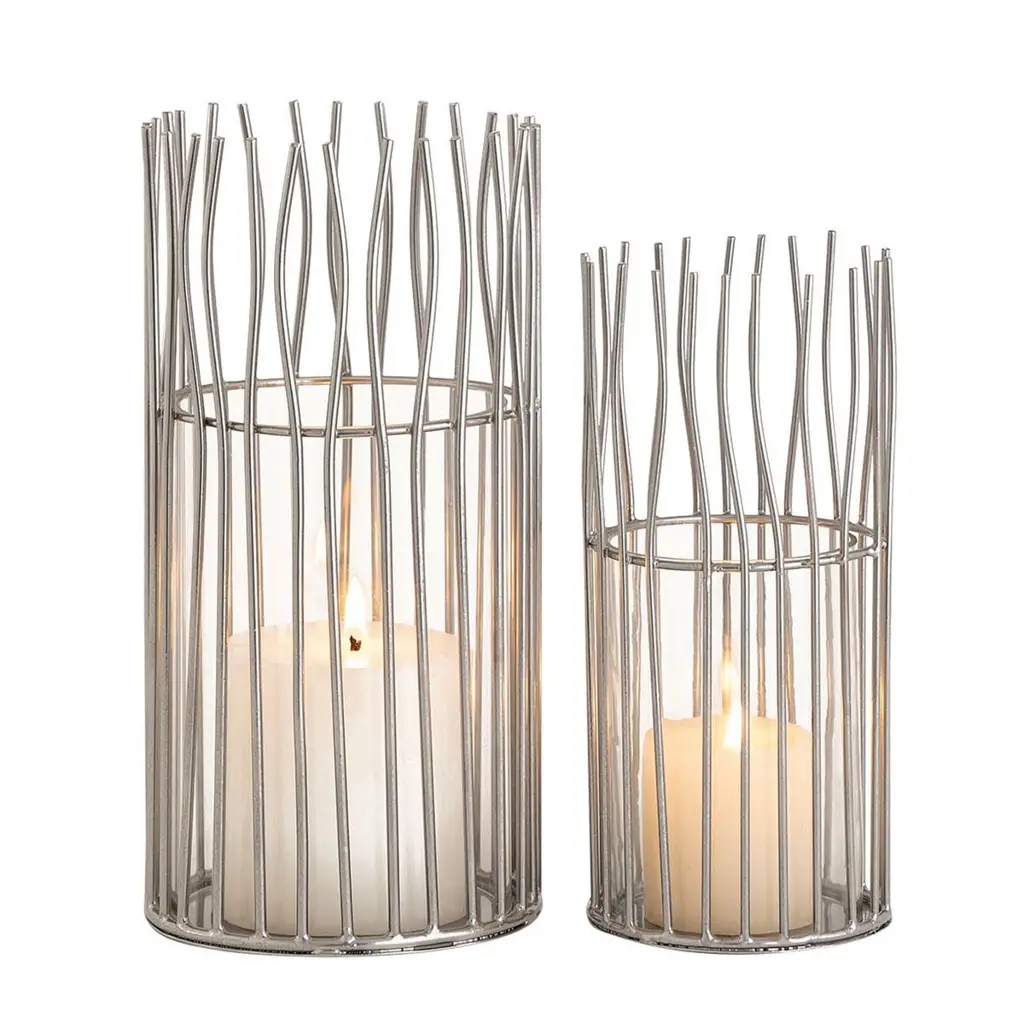 Wind Loft - Φανάρι Wind Light - Σετ Κηροπήγιο 2 Τεμαχίων - Μαύρο ή Ασημί
