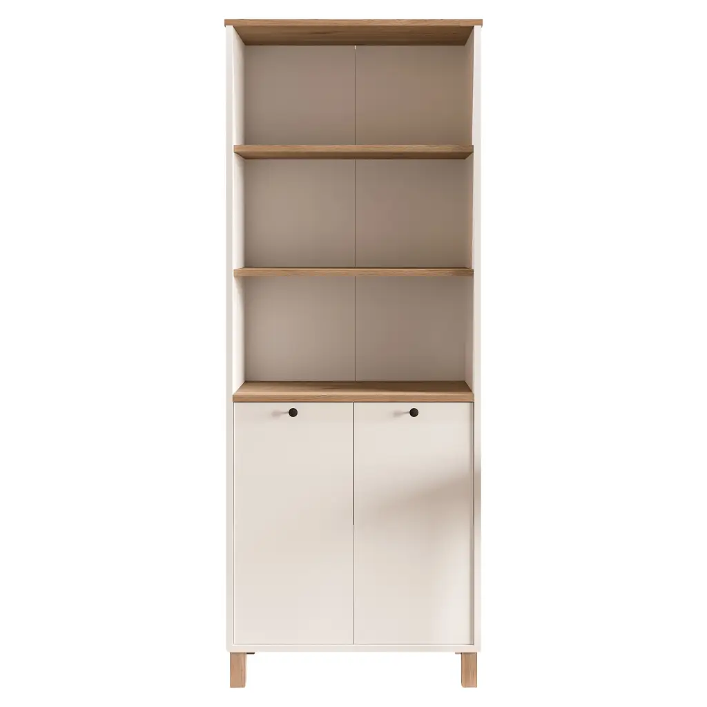 BRAGI Βιβλιοθήκη - Λευκό/Φυσικό Μοριοσανίδα 69.5x32x180cm
