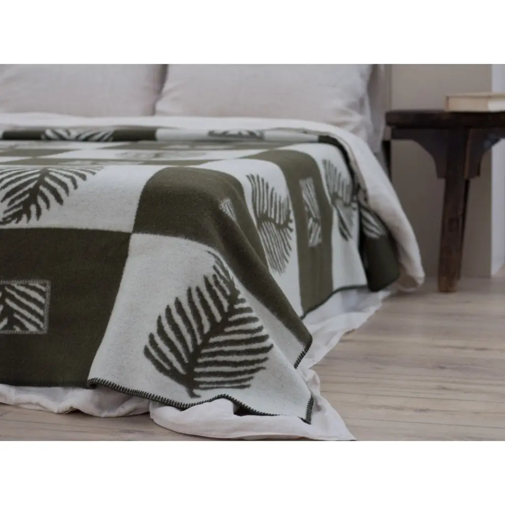 Κουβέρτα Κρεβατιού Merino Wool - LEAF πράσινη