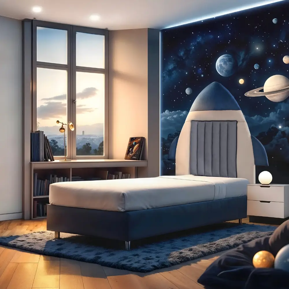 Apollo22 Παιδικό Ντυμένο Κρεβάτι Πύραυλος 90x200 - Grey