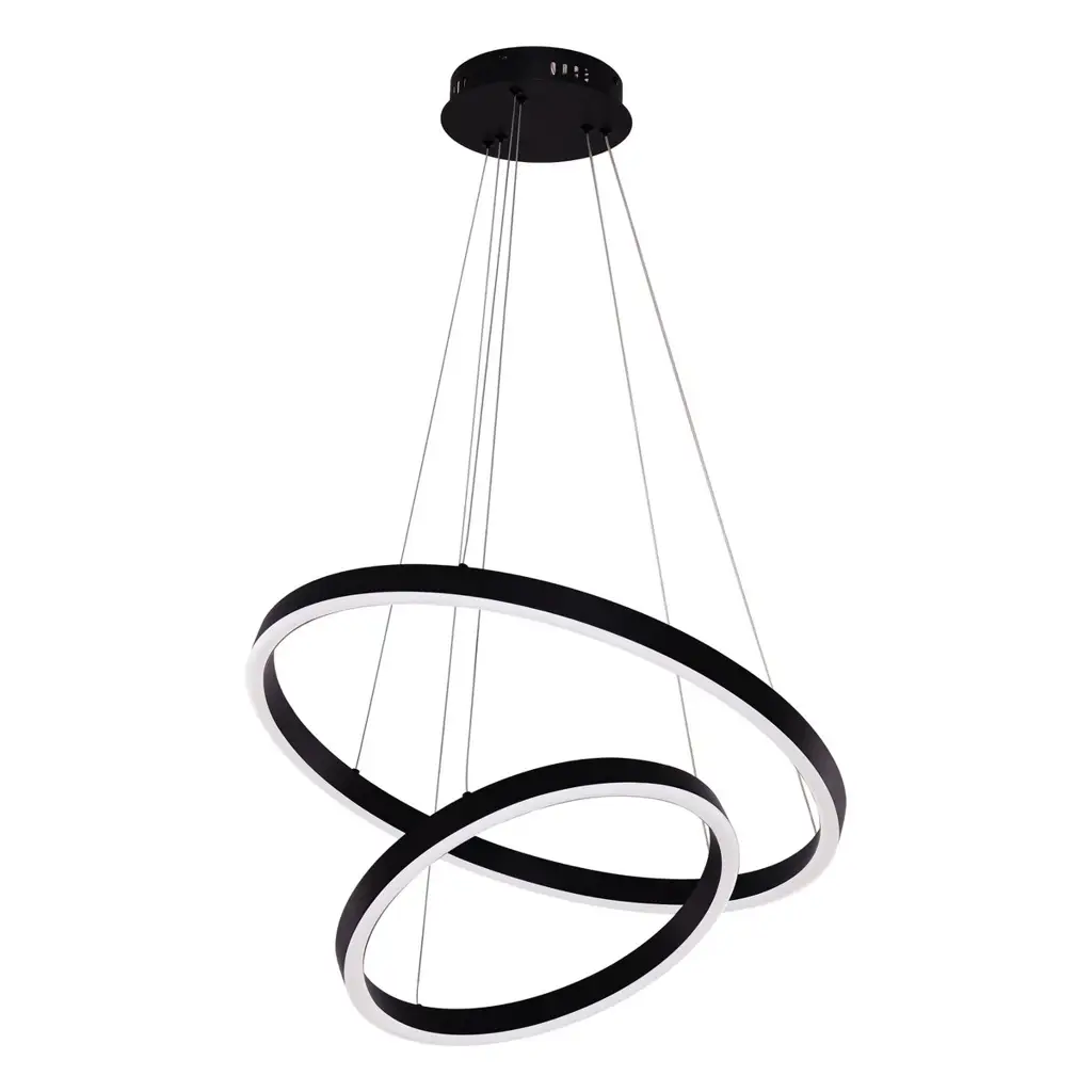 Neo Black Κρεμαστό φωτιστικό 2 Δακτυλίων - 40+60 cm - Μαύρο