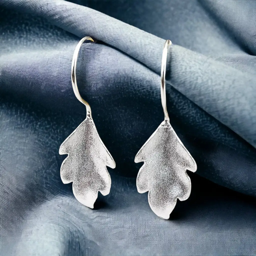 OHR925-30 - Σκουλαρίκια Φύλλο από 925 ασήμι sterling