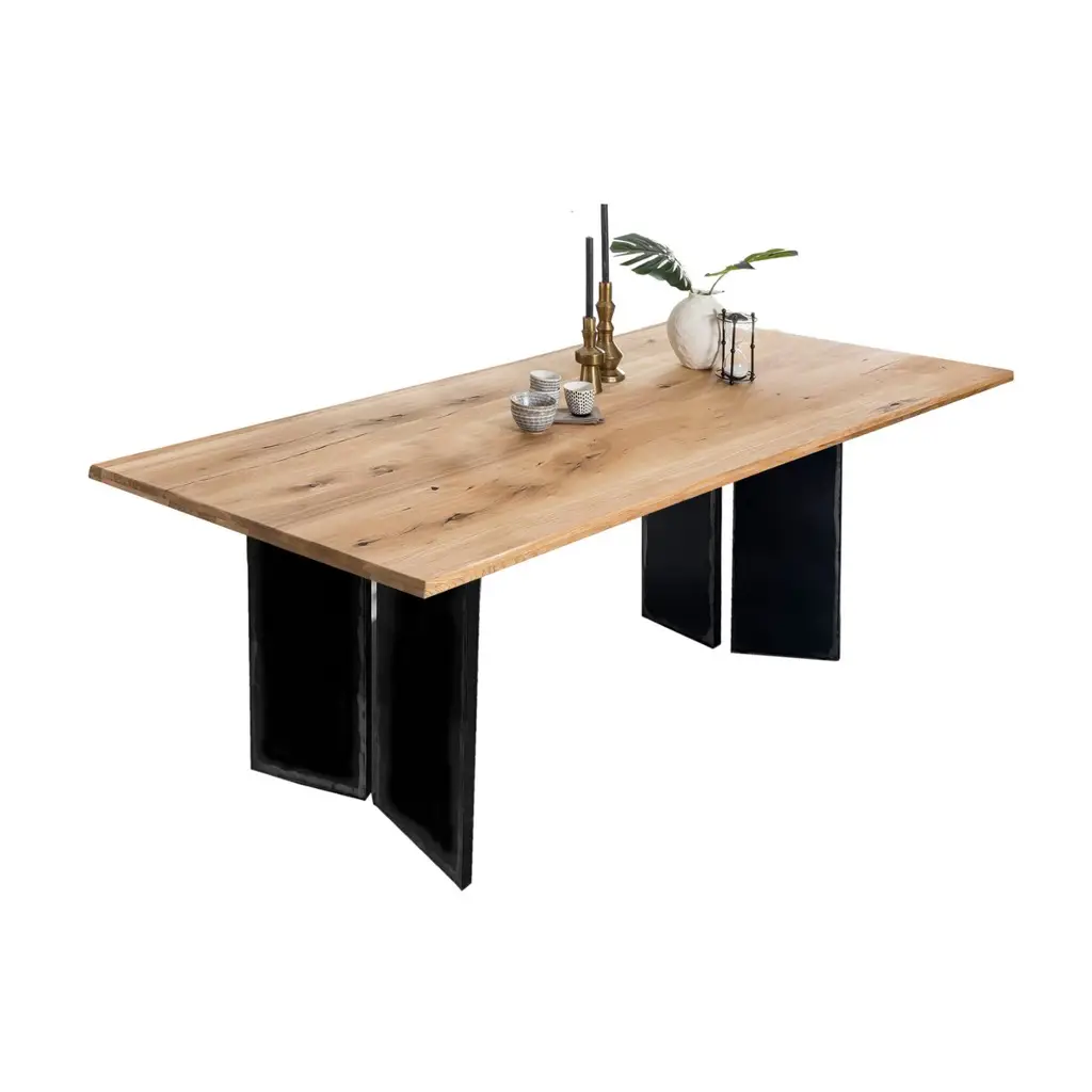 Τραπέζι Τραπεζαρίας 200x100 cm - Άγρια Δρυς, 40 mm, Μεταλλικός σκελετός used look