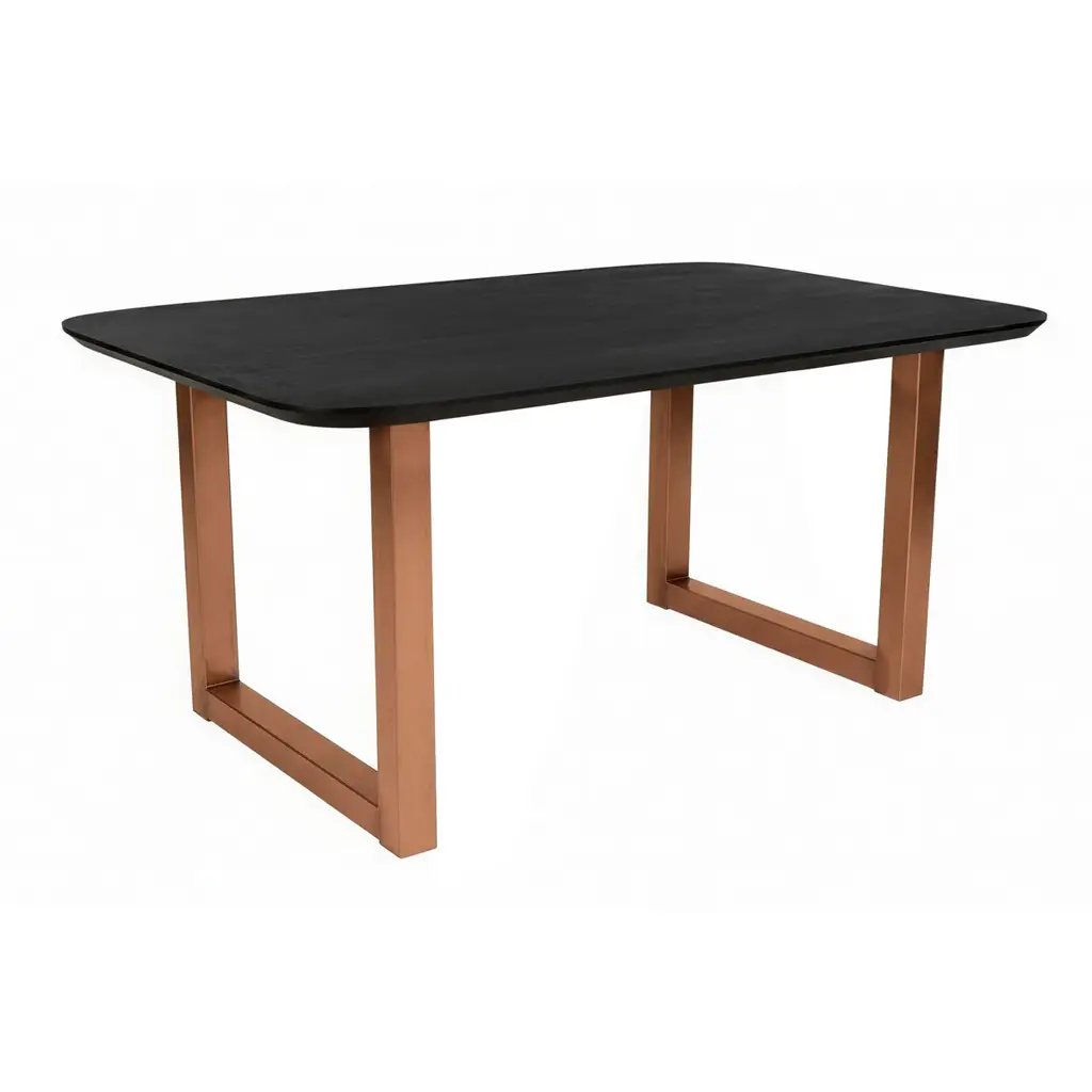 07112-00 14749-11 - Τραπέζι τραπεζαρίας 240x100 cm - 30 mm Μάνγκο Μαύρο, Αντικέ Καφέ Σκελετός από Ατσάλι