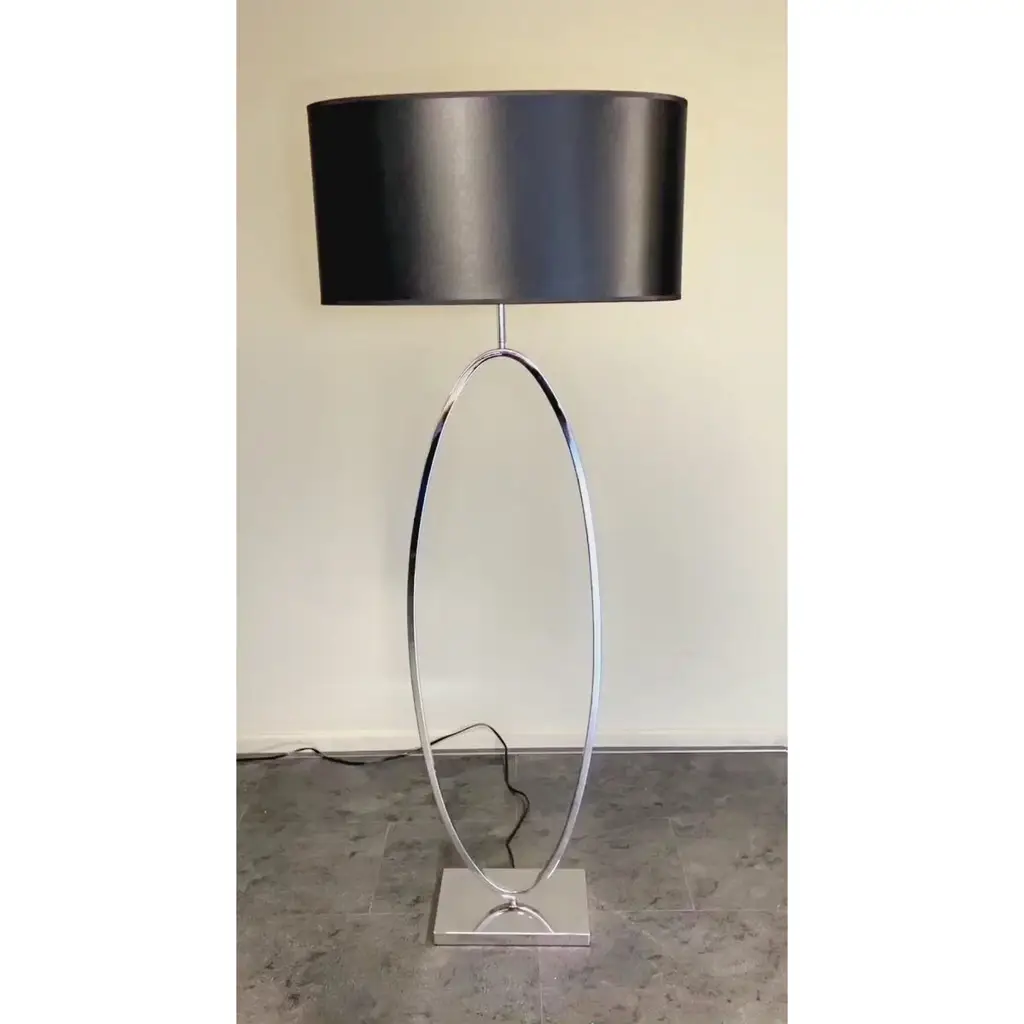 XL Ring Lamp - Chrome - Σατινέ μαύρο καπέλο - 149cm