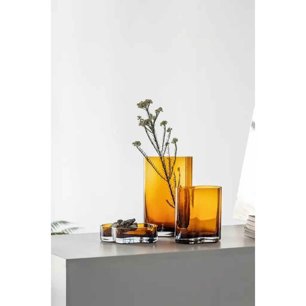 COR08AM Γυάλινο Μπολ - amber (AM) - γυαλί 9mm, 30x30x9 cm