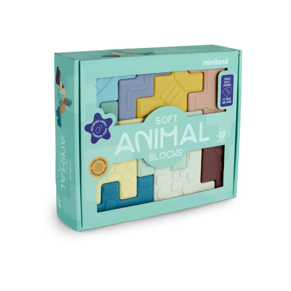 Miniland Μαλακά Τουβλάκια - Rubber Animal Blocks