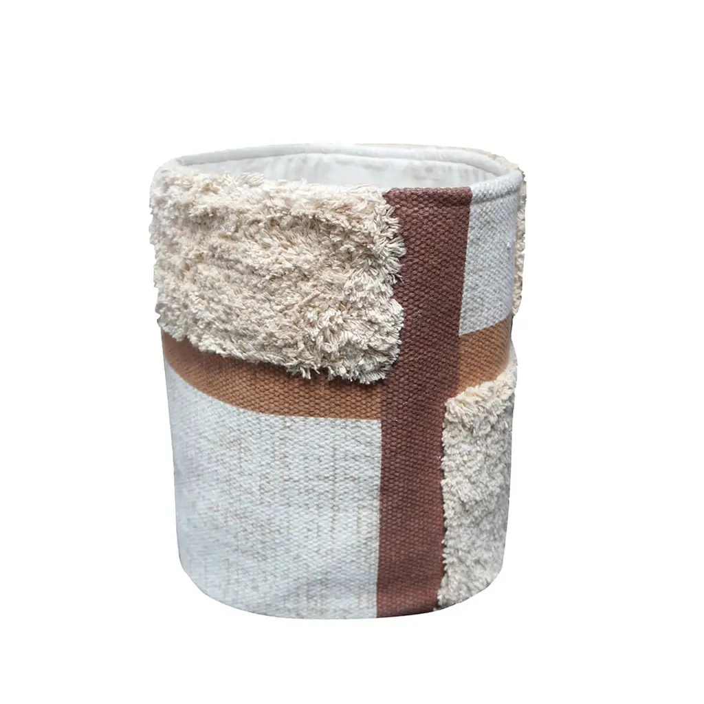 Urbane Hide TextureGrid Διακοσμητικό καλάθι αποθήκευσης - Μπεζ & καφέ, Βαμβάκι