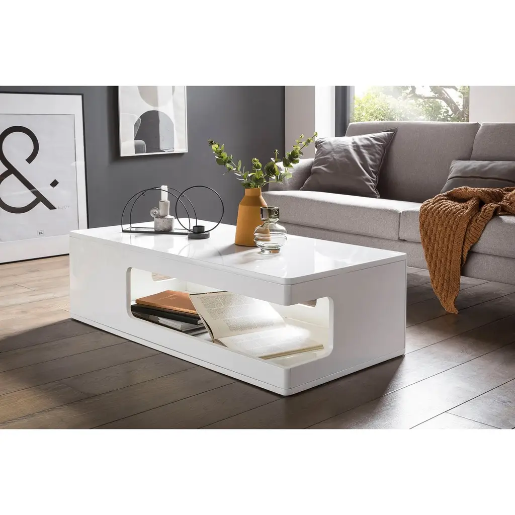 Τραπεζάκι σαλονιού - 120 x 60 cm - MDF high-gloss λευκό