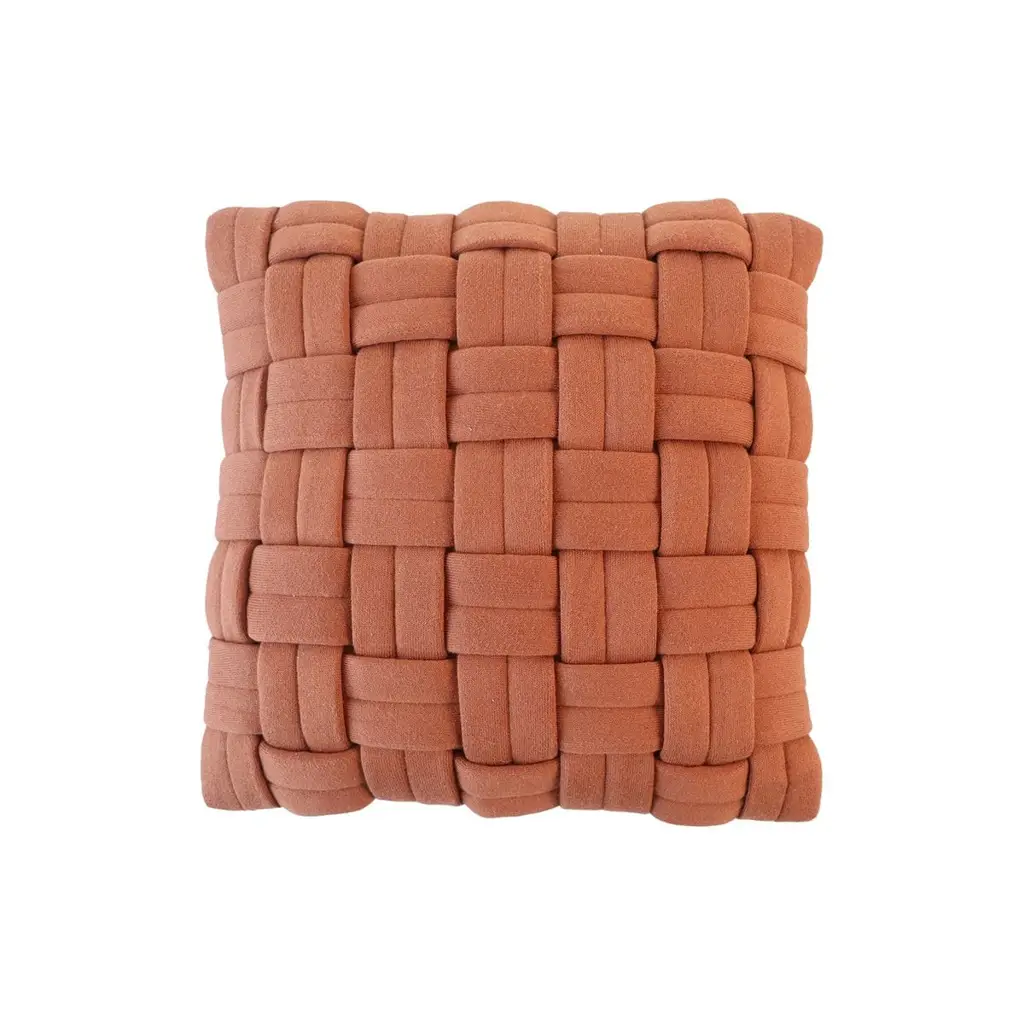 Brunetta - Μαξιλαροθήκη από Βαμβάκι με Πλεξούδα, Auburn, 45x45 cm