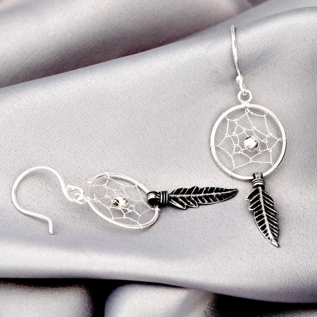 OHR925-42 Σκουλαρίκια Dream Catcher - Ασήμι 925