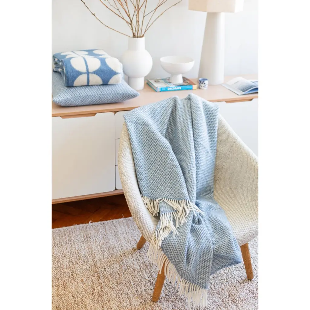 Fanny Blue απαλή ελαφριά καθαρή Norwegian Wool Blanket