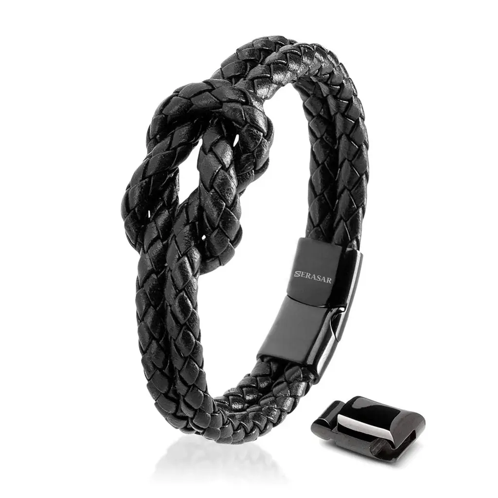 Βραχιόλι Knot από γνήσιο δέρμα αγελάδας - Μαγνητικό κούμπωμα