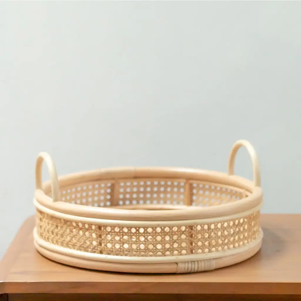 Neira Στρογγυλός Δίσκος Σερβιρίσματος από Rattan - Μπεζ - Ø40 cm