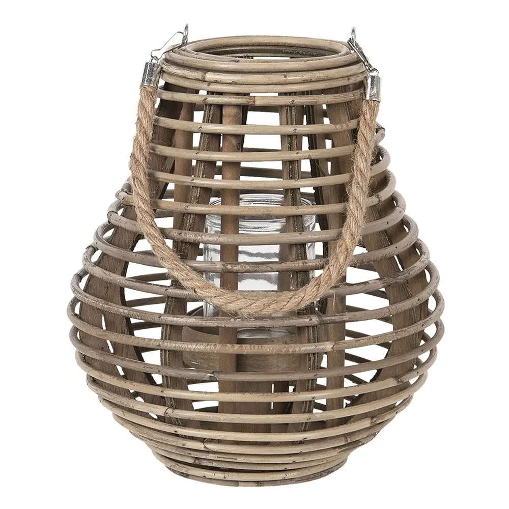 Φωτιστικό ανάγλυφο για κερί - Ø 26x28 cm καφέ ξύλινο