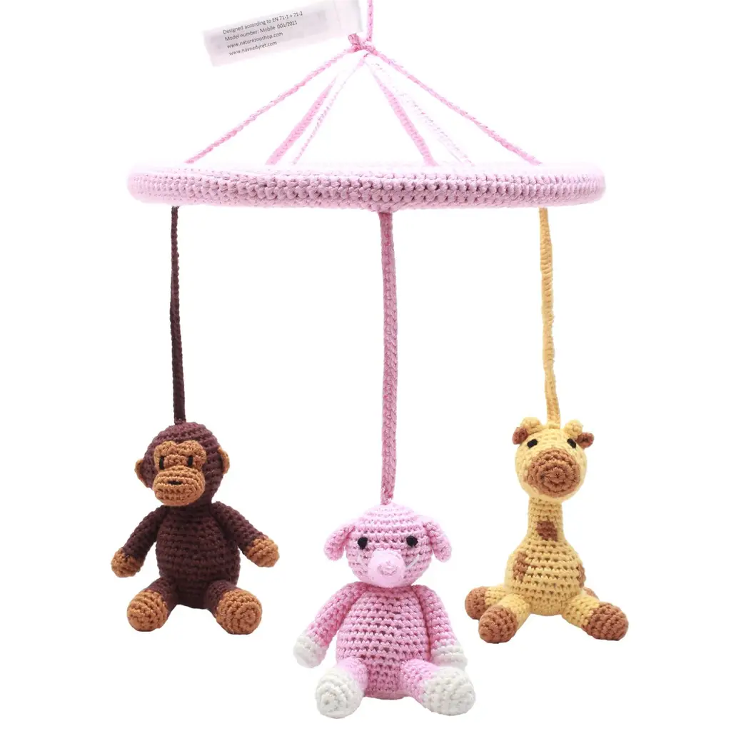 Μόμπιλε - Monkey, Giraffe και Elephant Ανοιχτό Ροζ