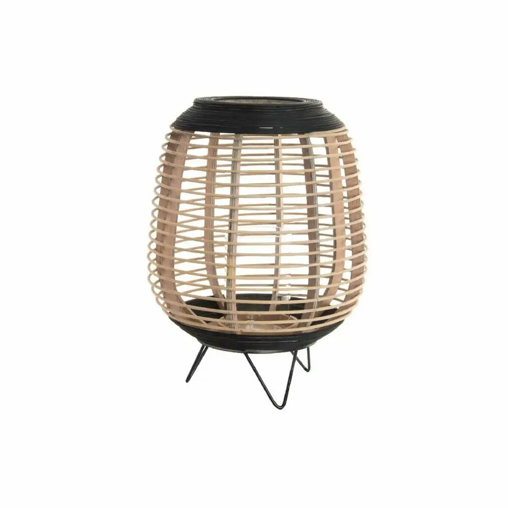 Κηροπήγιο DKD Home Decor Καφέ Μαύρο Φυσικό Μέταλλο Bamboo Κρύσταλλο 32 x 32 x 43 cm