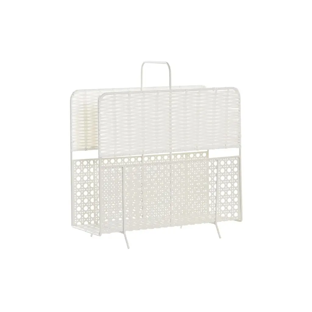 Διακοσμητικό - Magazine rack DKD Home Decor White Natural Metal wicker Boho 36,5 x 15 x 41 cm