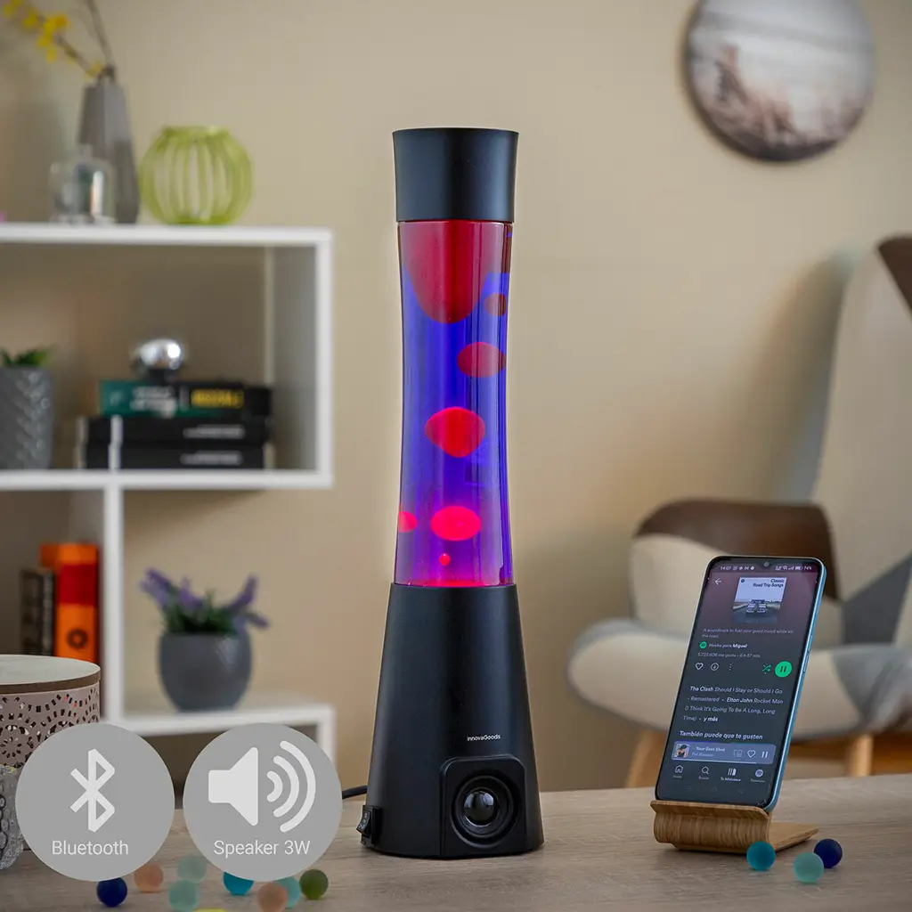 InnovaGoods Ρετρό Λάμπα Λάβας με Ηχείο - Bluetooth 5.0, E14-R39 30W