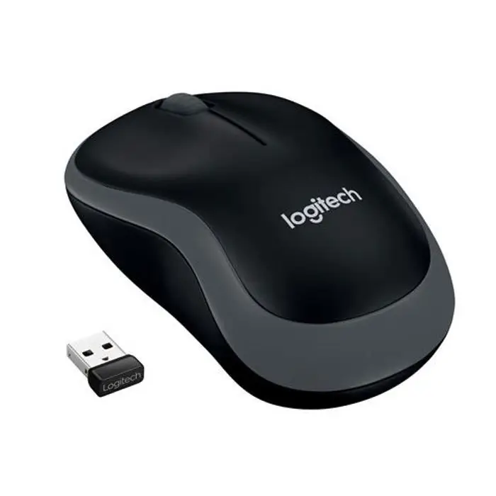Logitech M185 ασύρματο ποντίκι, 2.4 GHz με μίνι δέκτη USB, διάρκεια ζωής μπαταρίας 12 μήνες, ανάλυση αισθητήρα 1000 PPP, αμφιδέξιο, συμβατό με PC, Mac, φορητό υπολογιστή - γκρι/μαύρο