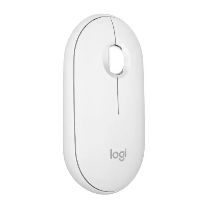 Logitech Pebble Mouse 2 M350s ποντίκι sans fil Bluetooth, φορητό, ελαφρύ, κουμπιά προσαρμόσιμα, κλικ διακριτικά, Easy-Switch Windows/macOS/iPadOS/Android/ChromeOS - Blanc