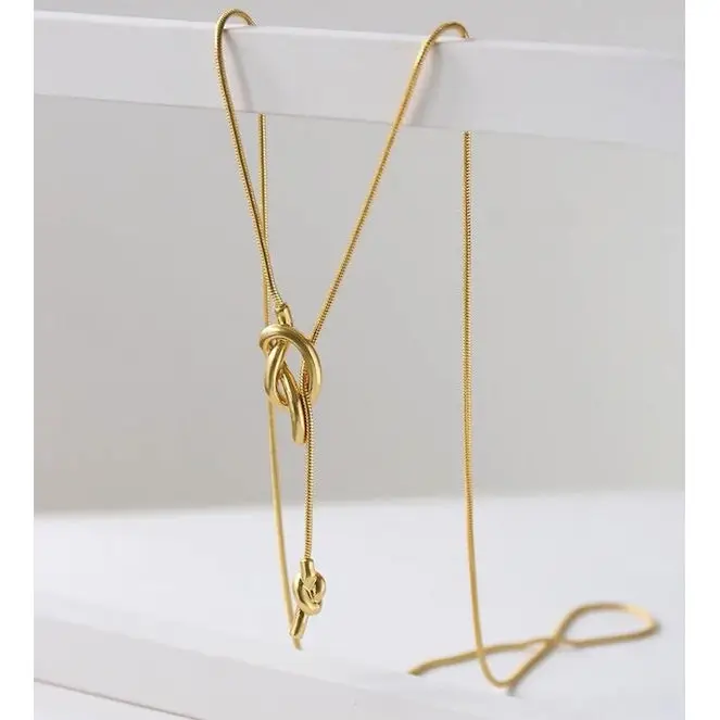 Κολιέ Minimalist Knot Sweater Necklace - Επιχρυσωμένος ορείχαλκος