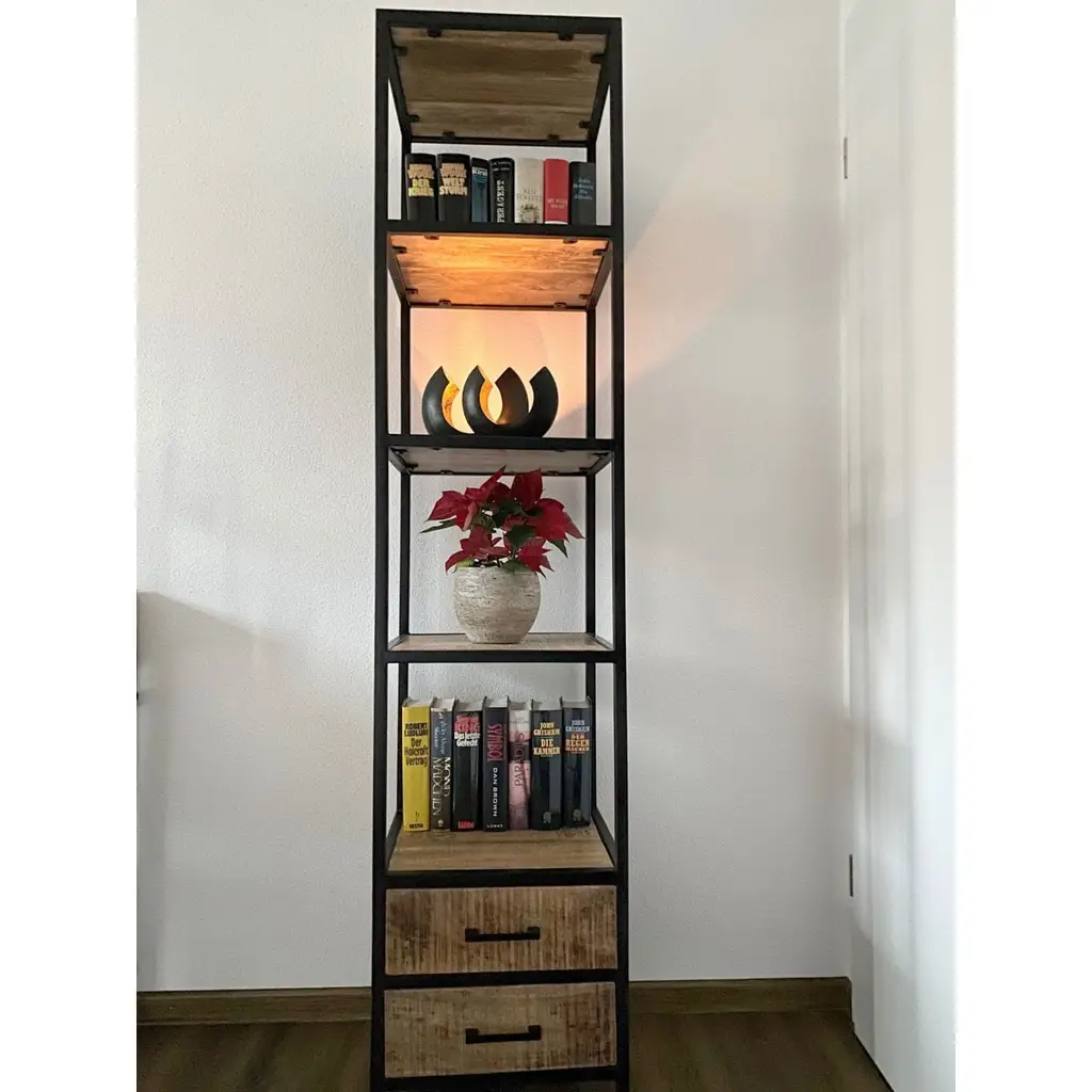 Liverpool Βιβλιοθήκη 40x180x40 cm - Μαύρη με συρτάρια