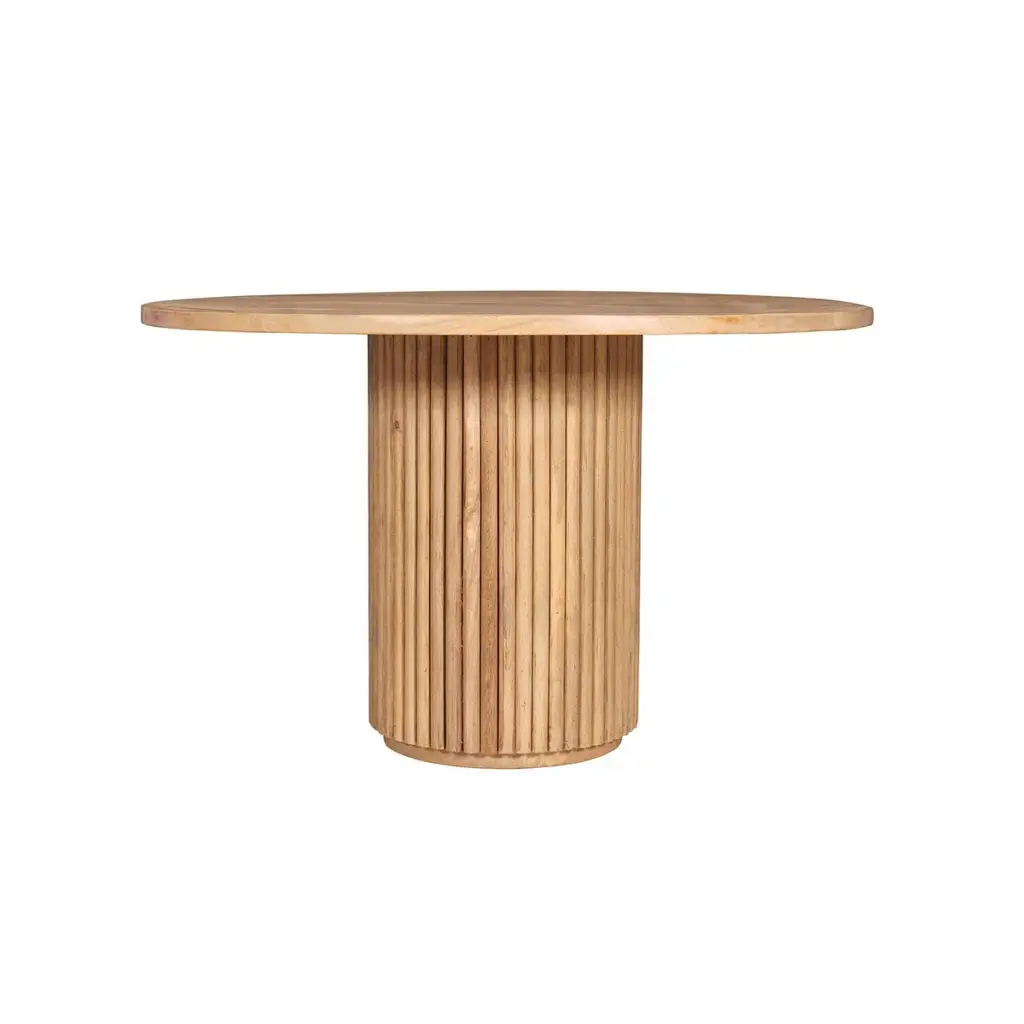 T-RIBBED TABLE ROUND Τραπεζάκι Τραπεζαρίας 120 x 120 cm - Ξύλο Μάνγκο