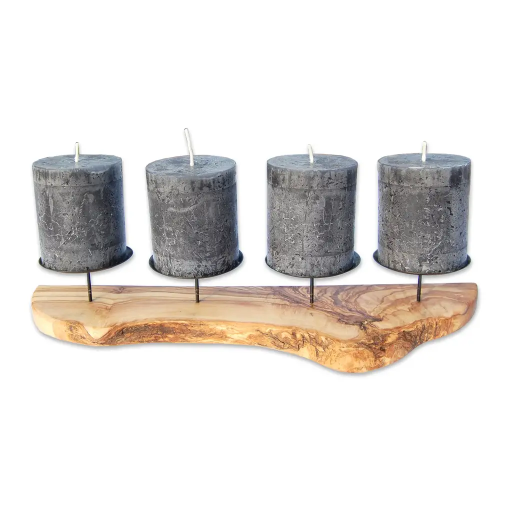 ADVENT-rustic Σετ 4 Κηροστατών - Ξύλο Ελιάς