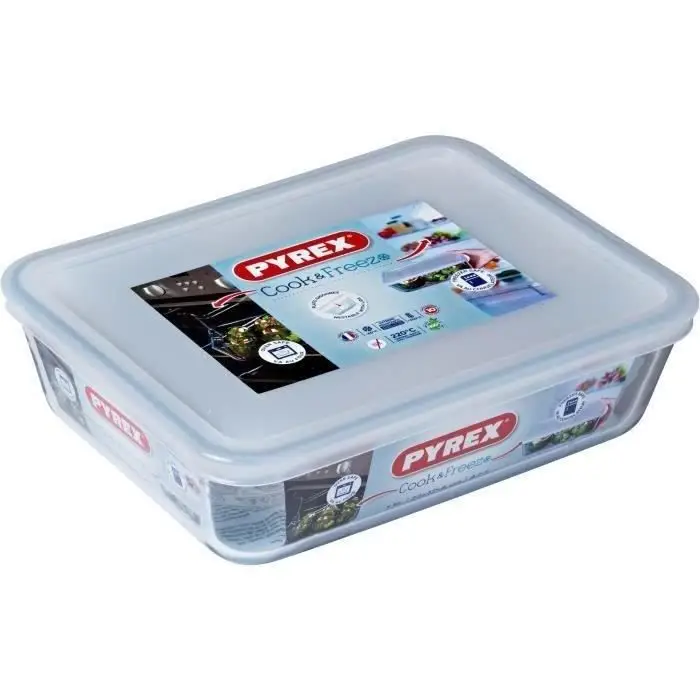Pyrex Cook & freeze Ορθογώνιο πιάτο με καπάκι 22x17 cm
