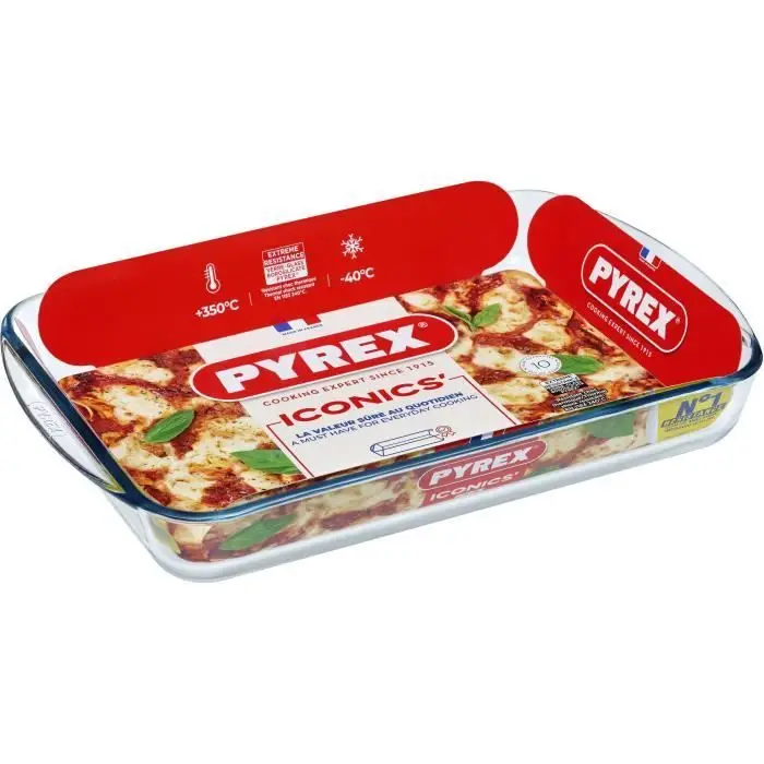 Pyrex Iconics 3,7L Ορθογώνιο Ταψί Φούρνου - Γυαλί Βοριοπυριτικό για Λαζάνια