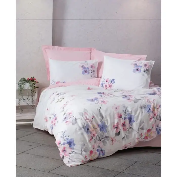 Σετ κλινοσκεπασμάτων - 1 παπλωματοθήκη 220 x 240 cm + 2 μαξιλαροθήκες 60 x 60 cm - 100% βαμβάκι - Ροζ