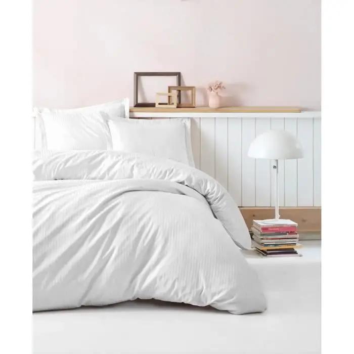 Σετ κλινοσκεπασμάτων - 1 παπλωματοθήκη 220 x 240 cm + 2 μαξιλαροθήκες 60 x 60 cm - 100% βαμβακερό σατέν - Λευκό