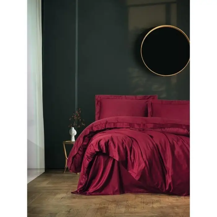 Σετ κλινοσκεπασμάτων - 1 παπλωματοθήκη 220 x 240 cm + 2 μαξιλαροθήκες 60 x 60 cm - 100% βαμβακερό σατέν - Κόκκινο