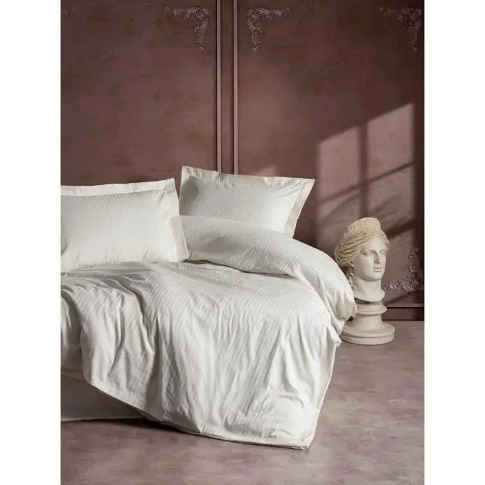 Σετ κλινοσκεπασμάτων - 1 παπλωματοθήκη 220 x 240 cm + 2 μαξιλαροθήκες 60 x 60 cm - 100% βαμβακερό σατέν - Εκρού