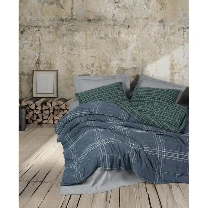 Σετ κλινοσκεπασμάτων - 1 παπλωματοθήκη 220 x 240 cm + 2 μαξιλαροθήκες 60 x 60 cm - 50% βαμβάκι, 50% πολυεστέρας - Μπλε