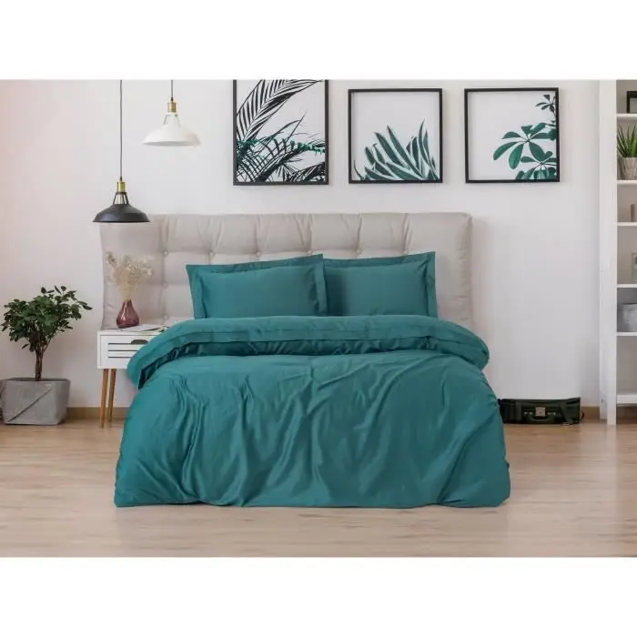 Σετ κλινοσκεπασμάτων - 1 παπλωματοθήκη 220 x 240 cm + 2 μαξιλαροθήκες 60 x 60 cm - 100% βαμβακερό σατέν - Μπλε
