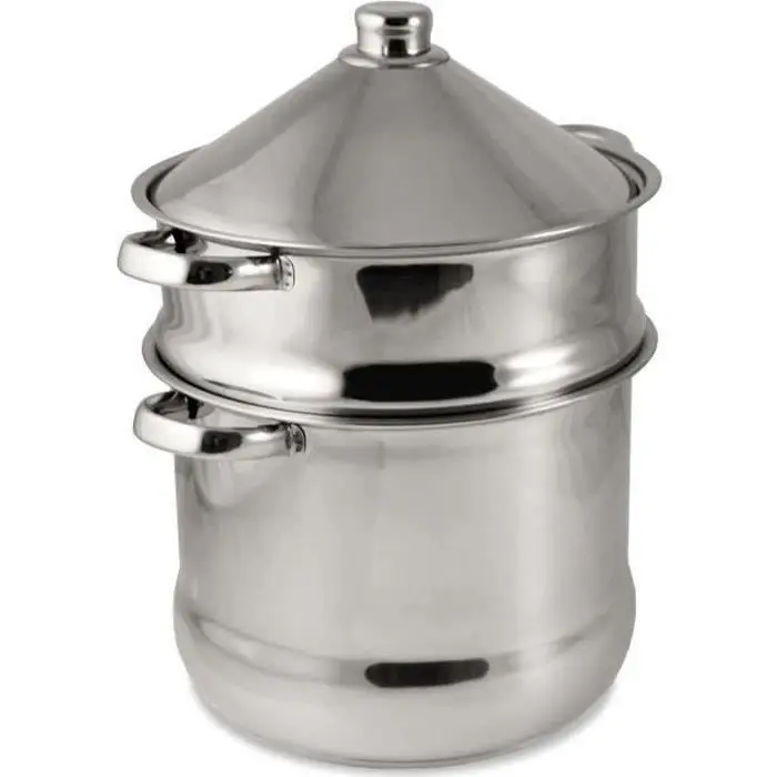 BAUMALU Μαρμίτα για Κουσκούς Tajine - Τριπλός πάτος Ø24cm, 14L, ασημί