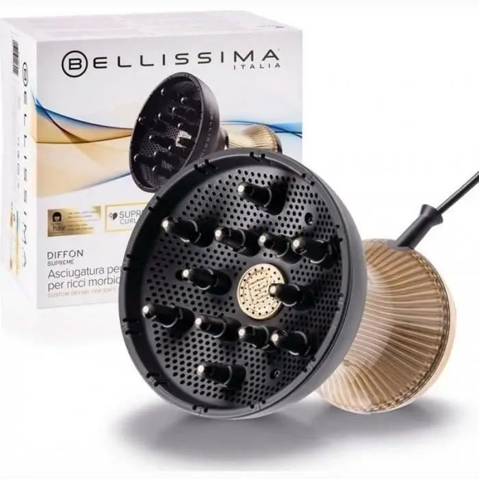 Bellissima Diffuseur D'Air Chaud XL Κεραμικό + Huile D'Argan Για Σγουρά Μαλλιά - Diffon Supreme Σεσουάρ + Diffuseur Ionique Tout-en-Un - 2 Ταχύτητες, 3 Θερμοκρασίες - Απαλό Και Φυσικό Στέγνωμα