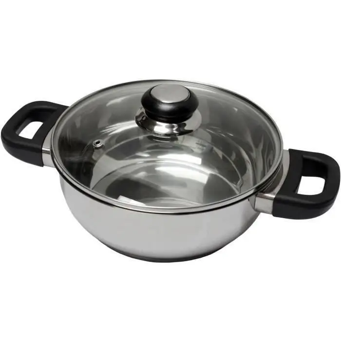 BAUMALU κατσαρόλα INOX + γυάλινο καπάκι Saphir μπακελίτη - 24 cm