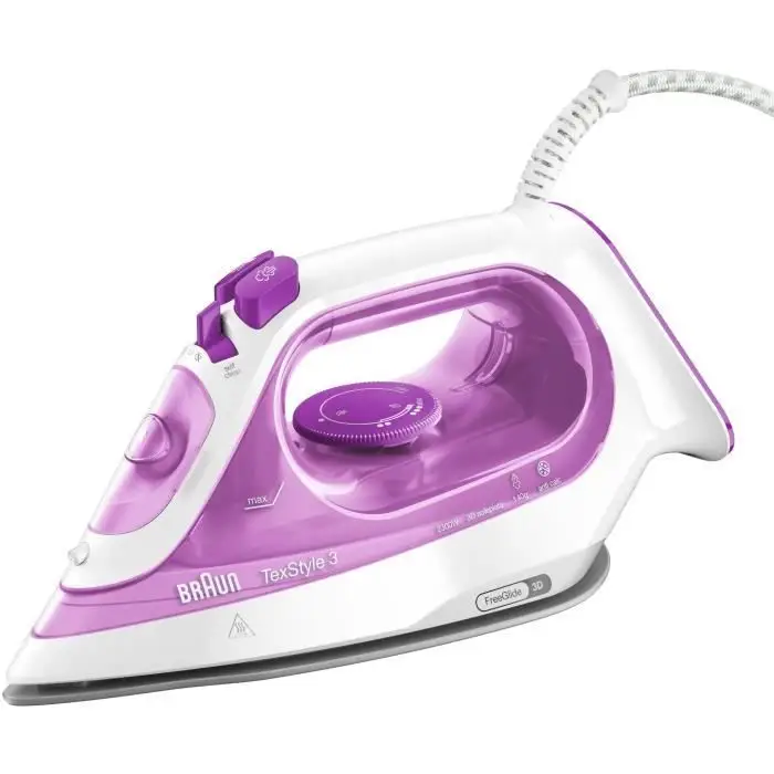 Braun TexStyle 3 SI3030PU Σίδερο Ατμού - FreeGlide 3D, 2300W, Λευκό/Μωβ