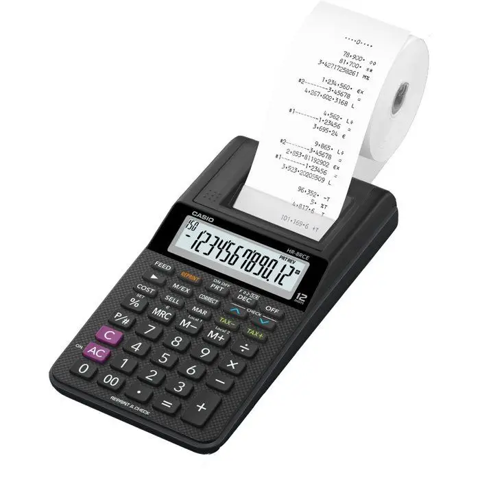 Casio HR8RCE υπολογιστική μηχανή με εκτύπωση ημιεπαγγελματική Noir
