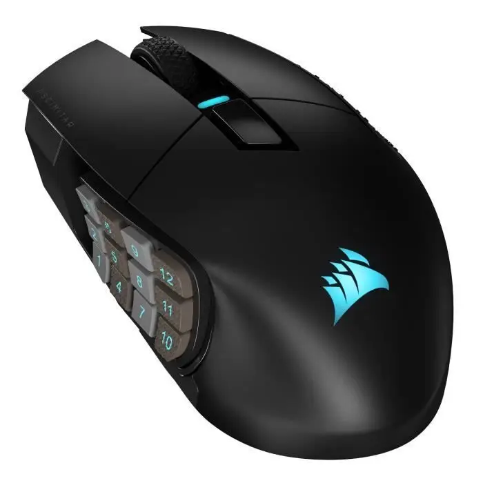 Corsair Scimitar Elite Wireless MMO Ποντίκι Gaming - 26 000 DPI - 16 Προγραμματιζόμενα Κουμπιά - Εως 150 Ωρες Μπαταρίας - Συμβατό με iCUE - PC, PS5, PS4, Xbox - Μαύρο