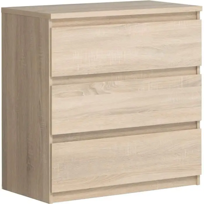 Συρταριέρα 3 συρταριών Chelsea - χρώμα Chene - L 77.2 x D 42 x H 79.9 cm