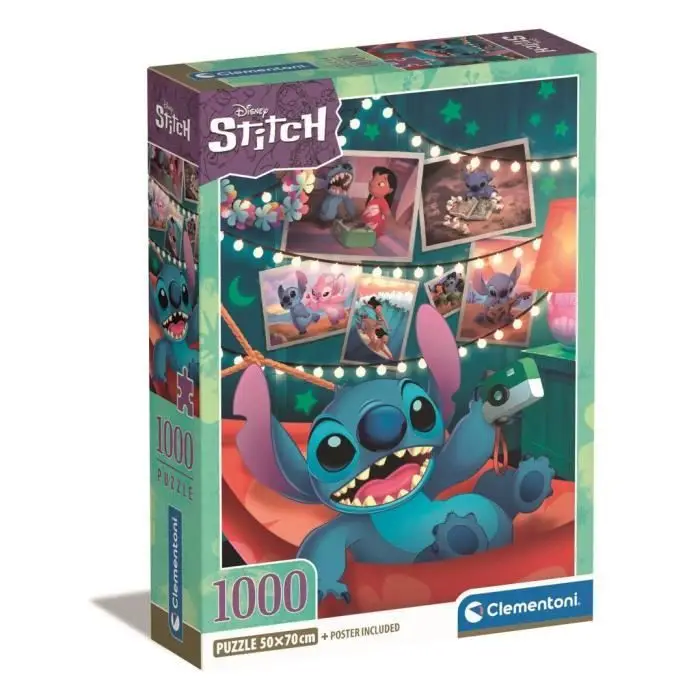 Clementoni παζλ Stitch - 1000 κομμάτια 70x50 cm, Περιλαμβάνεται Αφίσα